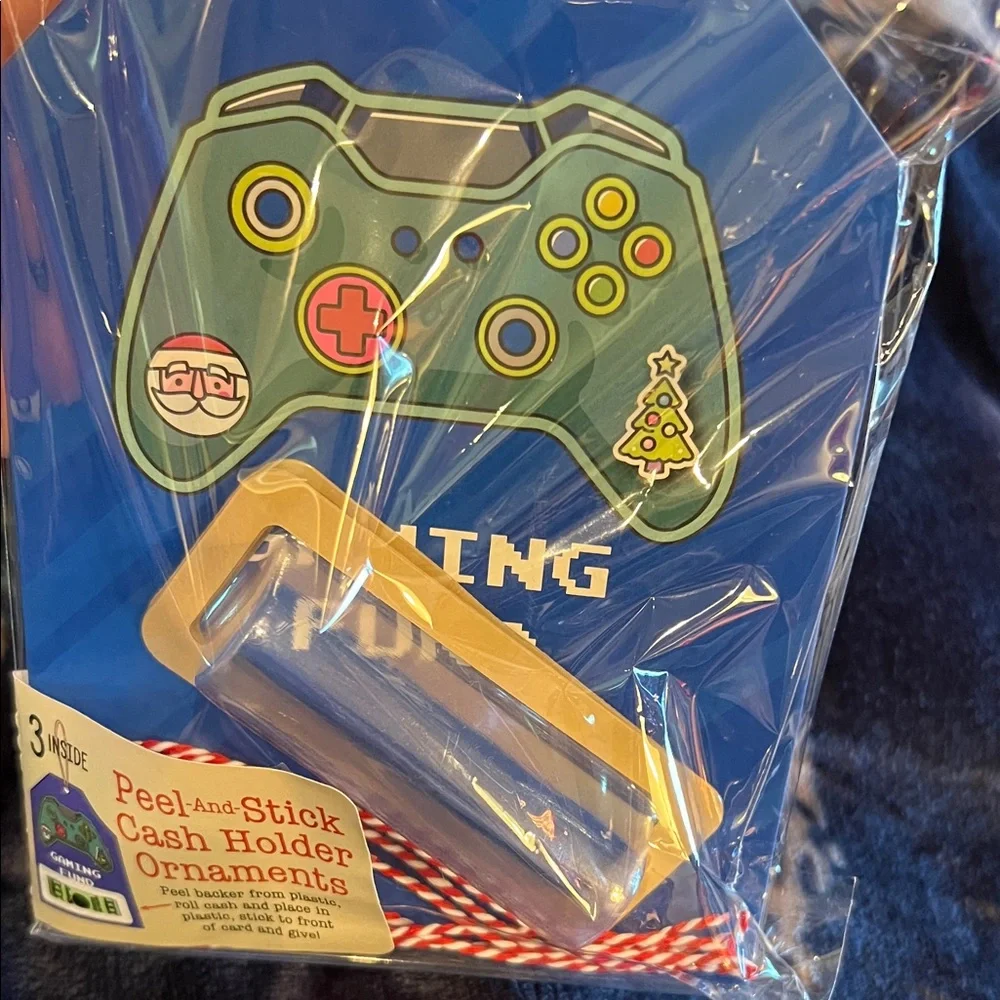 Christmas Gift - Gaming Fund - 3 Blue Cash Holder Ornaments